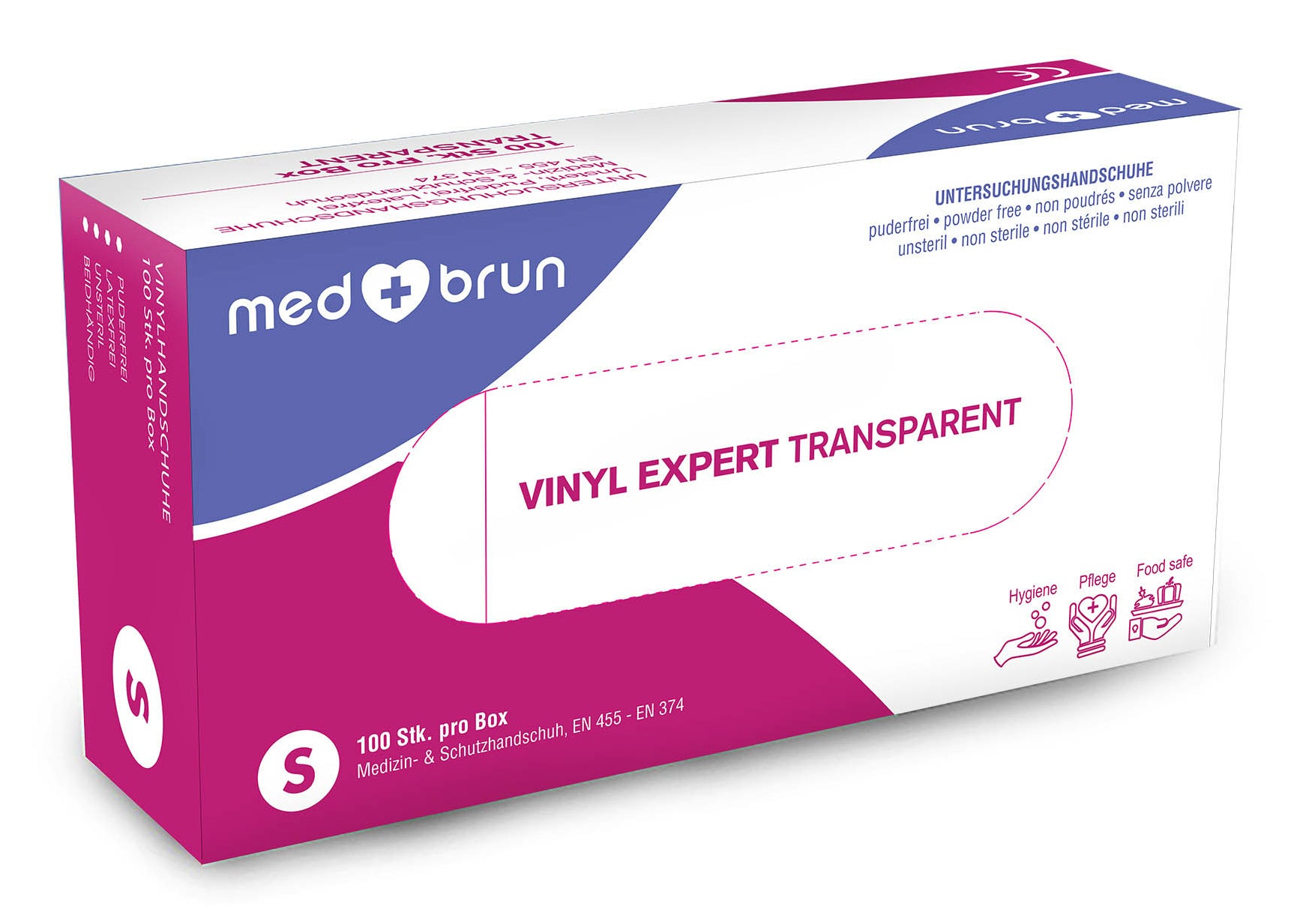 MedBrun Einweghandschuhe Vinyl, Expert – Transparent, puderfrei