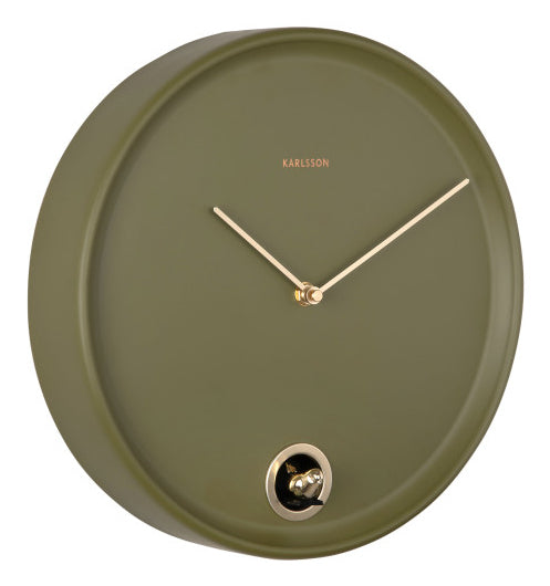 Karlsson Esencia Kuckuck Wanduhr – Analog, Ø 30 cm, Grün, Eisen