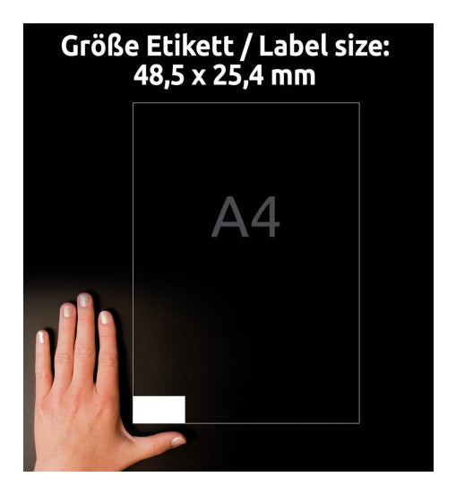 Avery 4780-65 – Etiketten A4 49 × 25 mm – weiss – permanent haftend – Laser/Inkjet – 40 pro Blatt, 65 Blätter