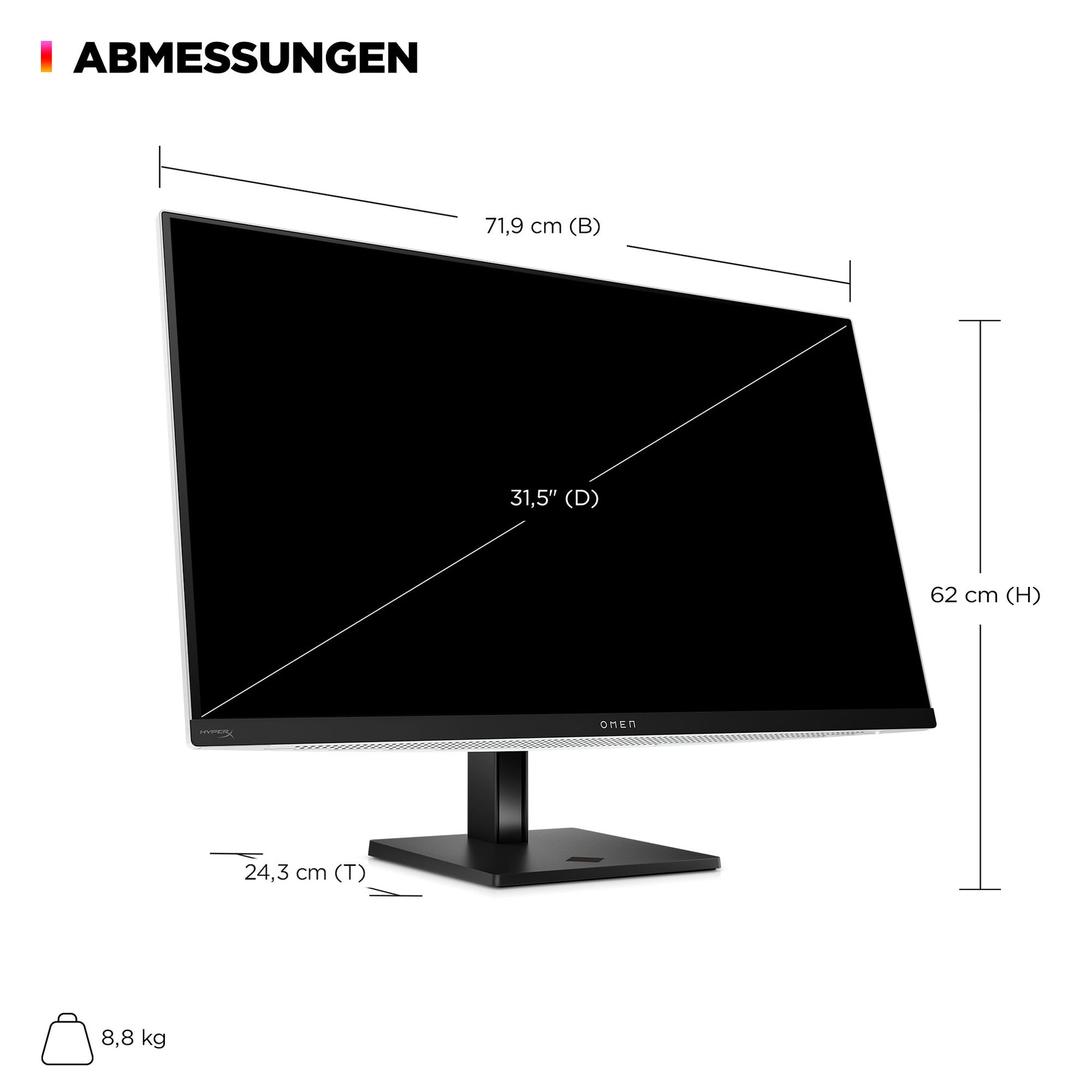HP OMEN Transcend – 31,5", 3840 × 2160 (4K), OLED, 240 Hz, USB-C 140 W, KVM, DisplayHDR 400 True Black