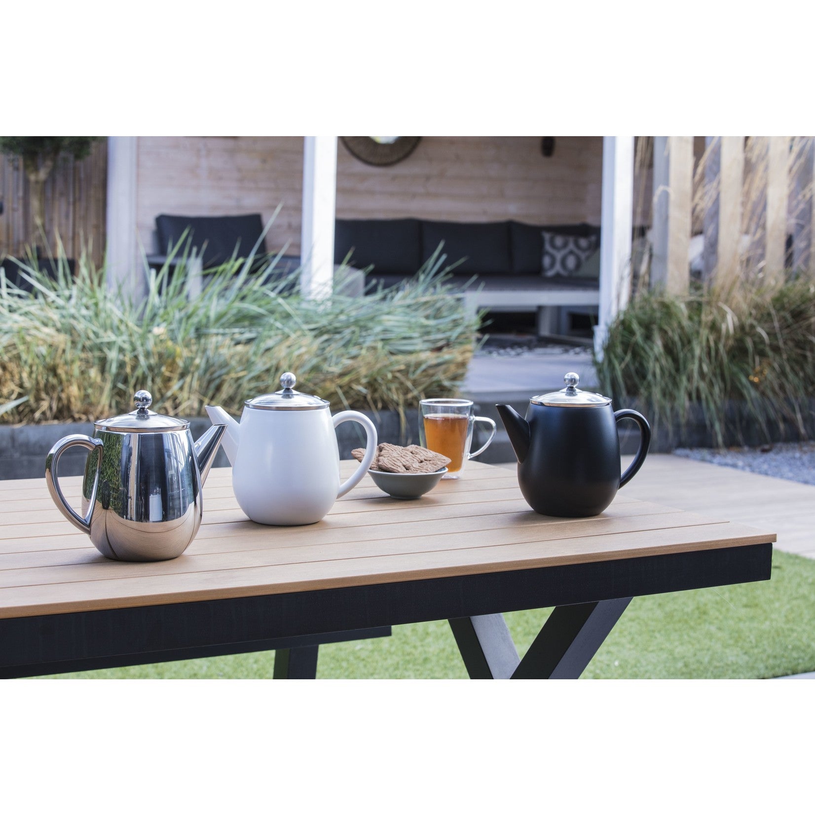 Bredemeijer Teekanne Duet Eva – 1,1 l, 23,0 × 14,5 × 19,5 cm, Edelstahl/Glas, Silber, mit Teefilter