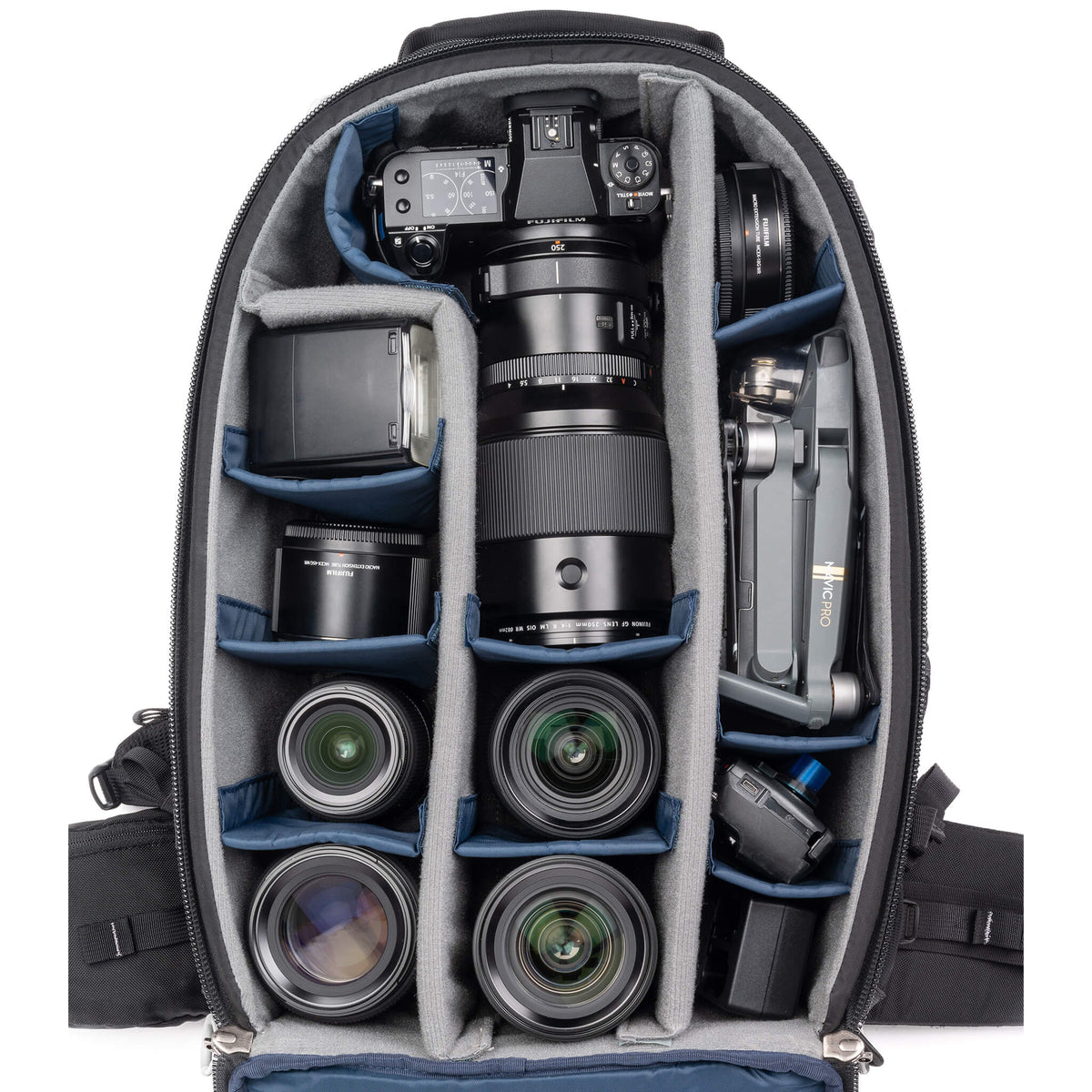 Think Tank FirstLight Rucksack – 35 l, 6 Objektive, wasserfest – für DSLR, Systemkamera, Drohne – Schwarz
