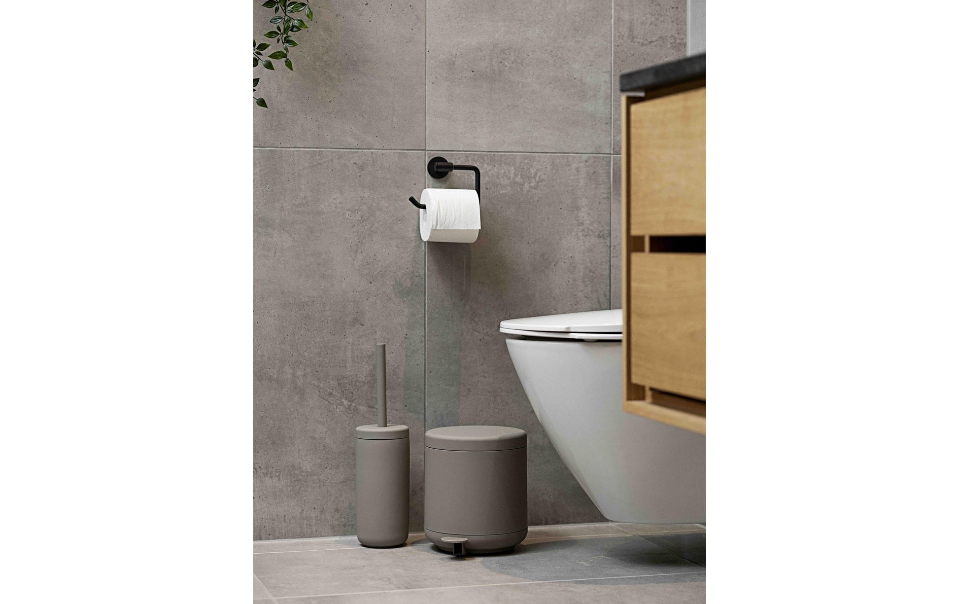 Zone Denmark WC-Bürstenset – Keramik, taupe, bodenstehend, H 38,7 cm, Ø 10 cm