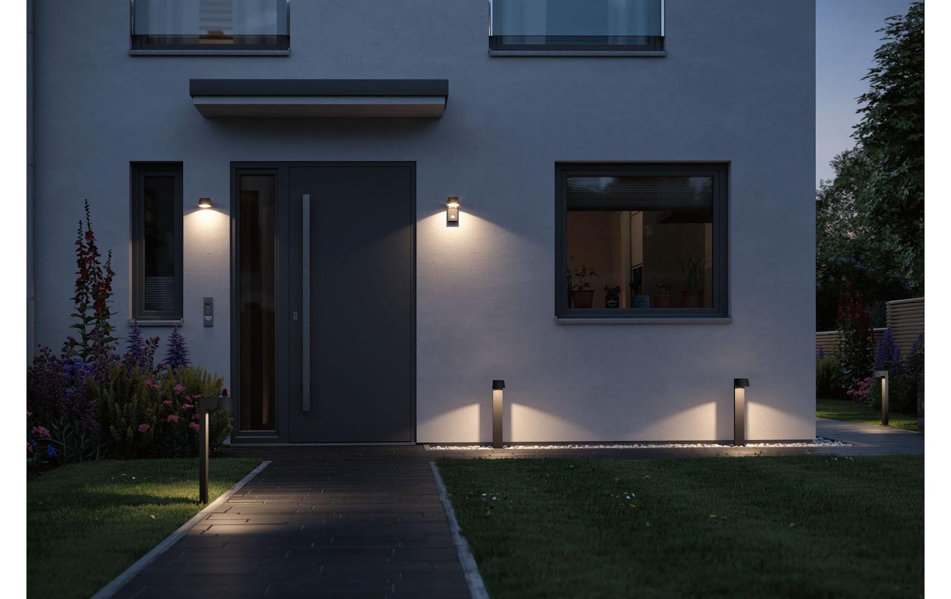 Paulmann Aussenwandleuchte – Warmweiss, 3000 K – IP44 – Netzbetrieb – mit Bewegungsmelder – Grau, Aluminium