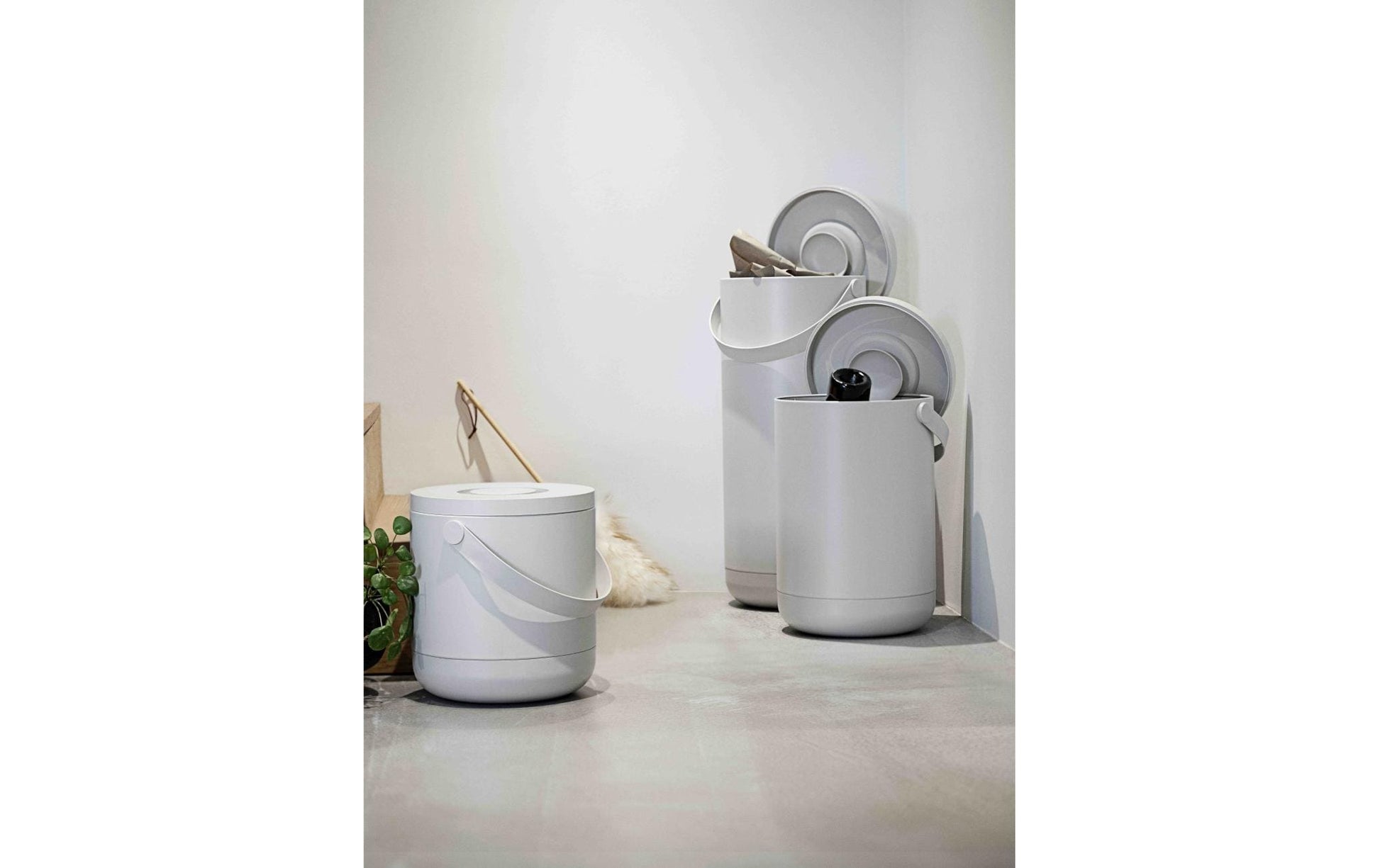 Zone Denmark Papierkorb – 35 l – Kunststoff, Grau – Ø 280 × H 655 mm