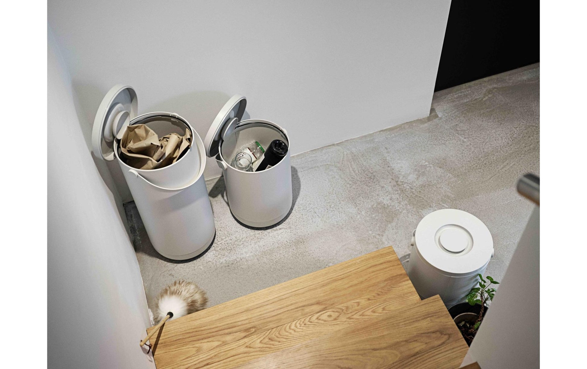 Zone Denmark Papierkorb – 35 l – Kunststoff, Grau – Ø 280 × H 655 mm