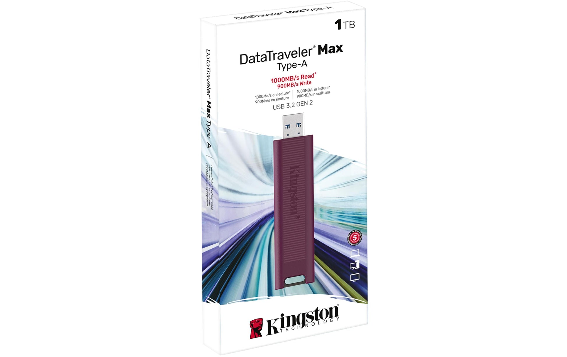 Kingston Technology Kingston DataTraveler Max USB-Stick – 1 TB, USB 3.2 Gen 2 Typ-A, 1'000/900 MB/s