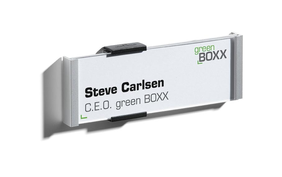 Durable Türschild – 149 × 53 mm, silber, aluminium, selbstklebend, wiederablösbar