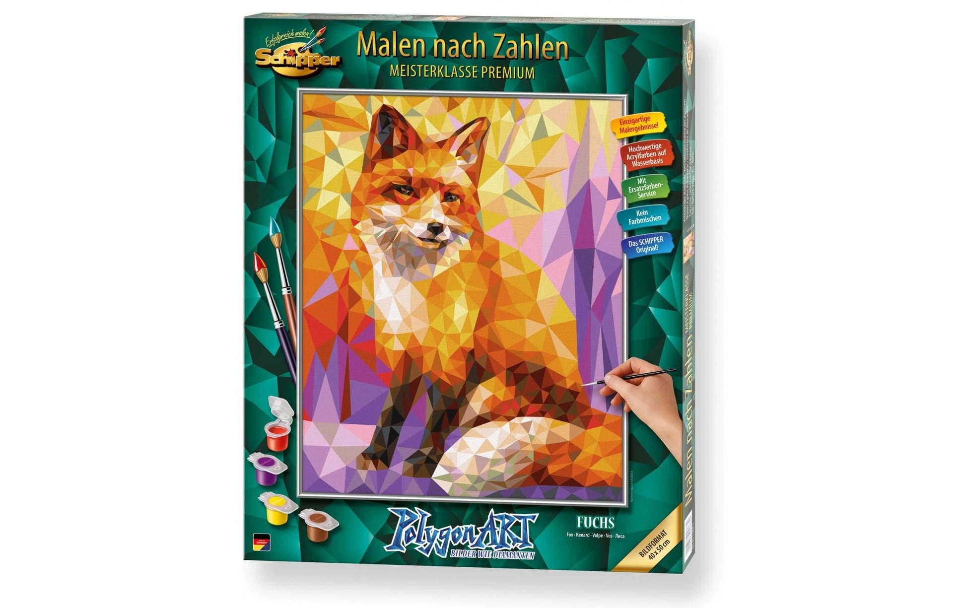Schipper Polygon Art – Malen-nach-Zahlen-Set – Fuchs – Schimmernd – ab 14 Jahren