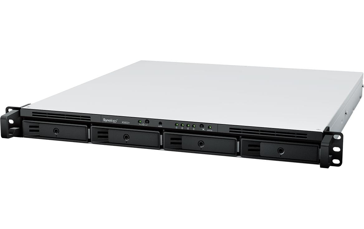 Synology RS822+ – 4-Bay Rack 1U NAS – AMD Ryzen V1500B, 2 GB RAM, DSM, für HDD/SSD, SATA