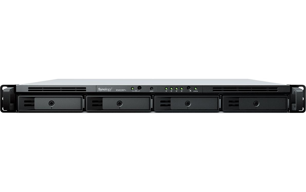 Synology RS822RP+ – 4-Bay Rack 1U NAS – AMD Ryzen V1500B, 2 GB RAM, 1GbE, DSM, redundantes Netzteil