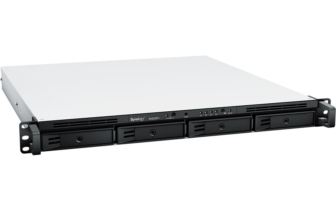 Synology RS822RP+ – 4-Bay Rack 1U NAS – AMD Ryzen V1500B, 2 GB RAM, 1GbE, DSM, redundantes Netzteil
