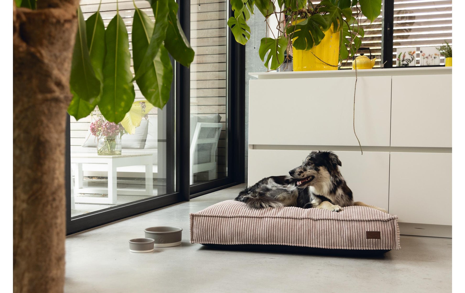 Designed by Lotte Geripptes Liegekissen – 70 × 55 × 15 cm, Samt, Abnehmbarer Bezug, Waschbar bei 30 °C, Rosa