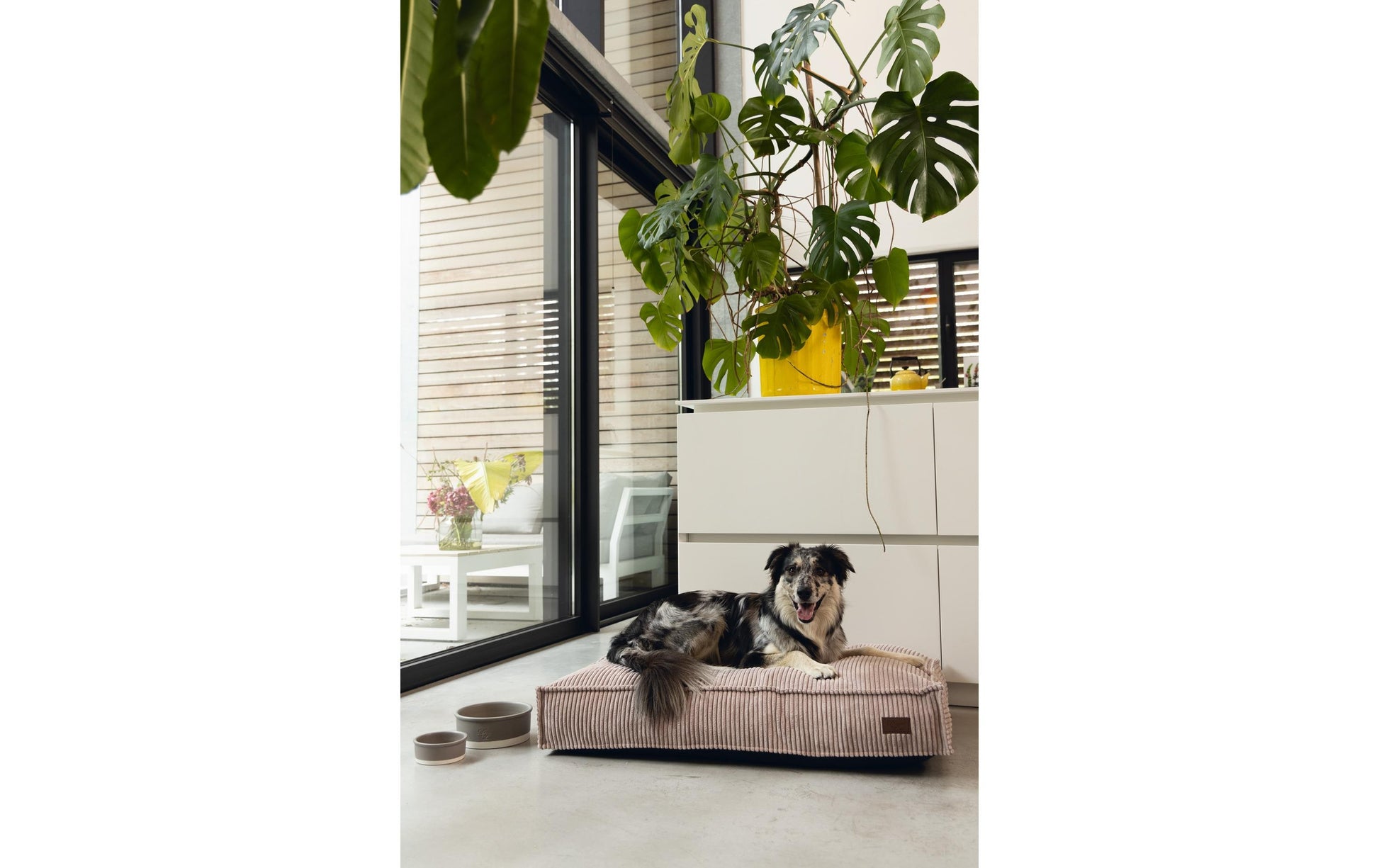 Designed by Lotte Geripptes Liegekissen – 70 × 55 × 15 cm, Samt, Abnehmbarer Bezug, Waschbar bei 30 °C, Rosa