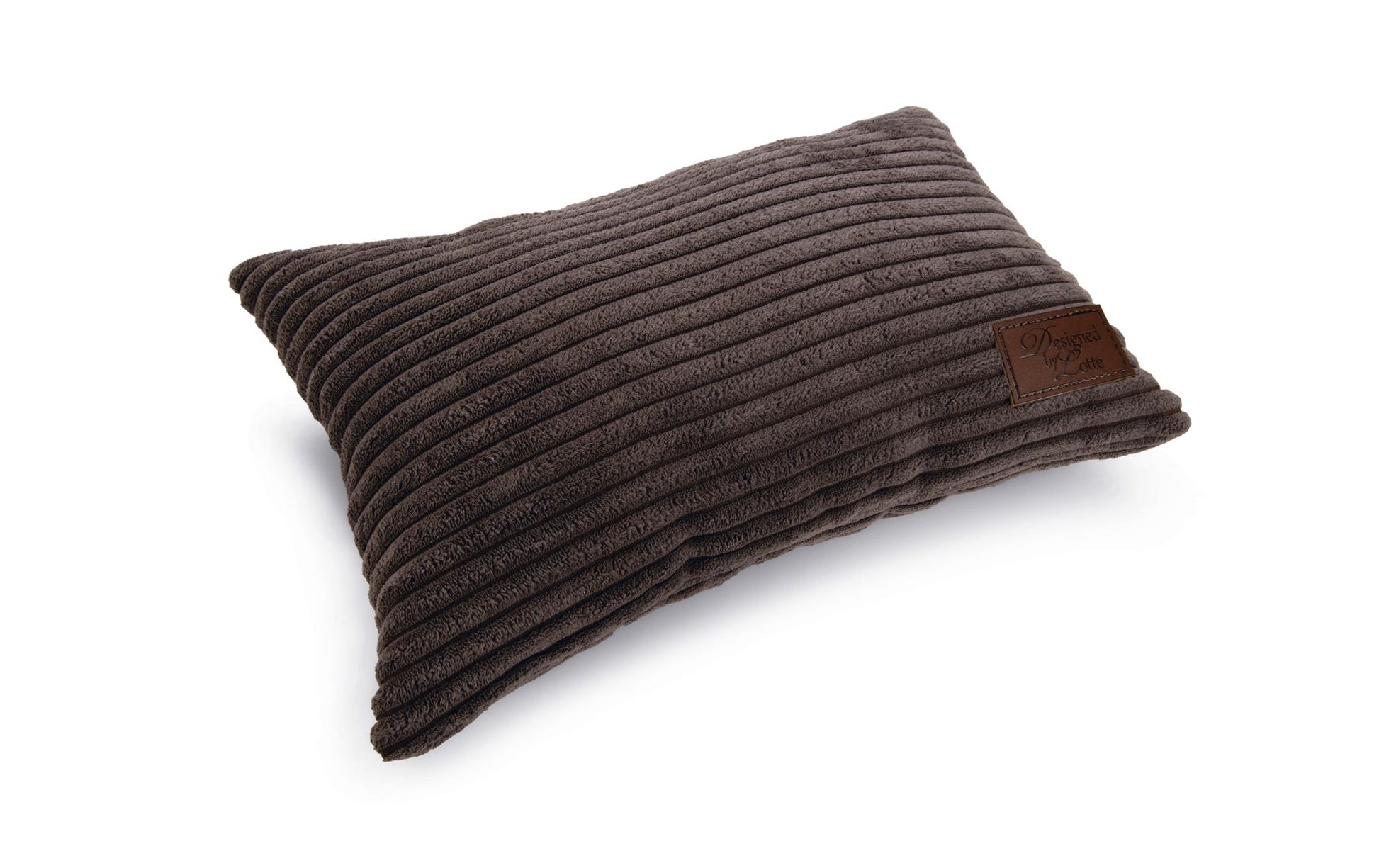 Designed by Lotte Geripptes Zierkissen – 35 × 23 cm, Samt, Abnehmbarer Bezug, Braun