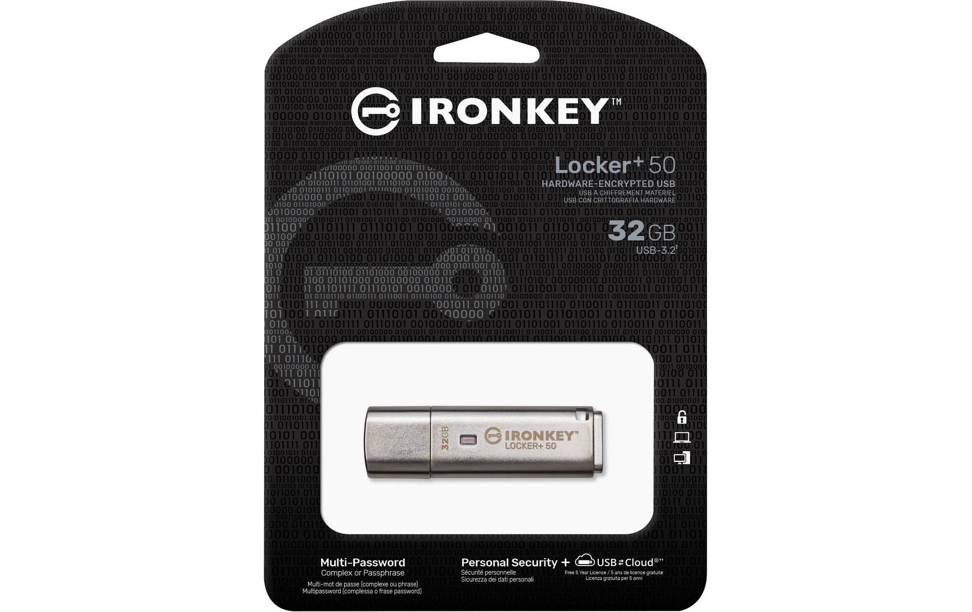 Kingston Technology Kingston IronKey Locker+ 50 USB-Stick – 32 GB, USB 3.2, AES 256-Bit-Verschlüsselung