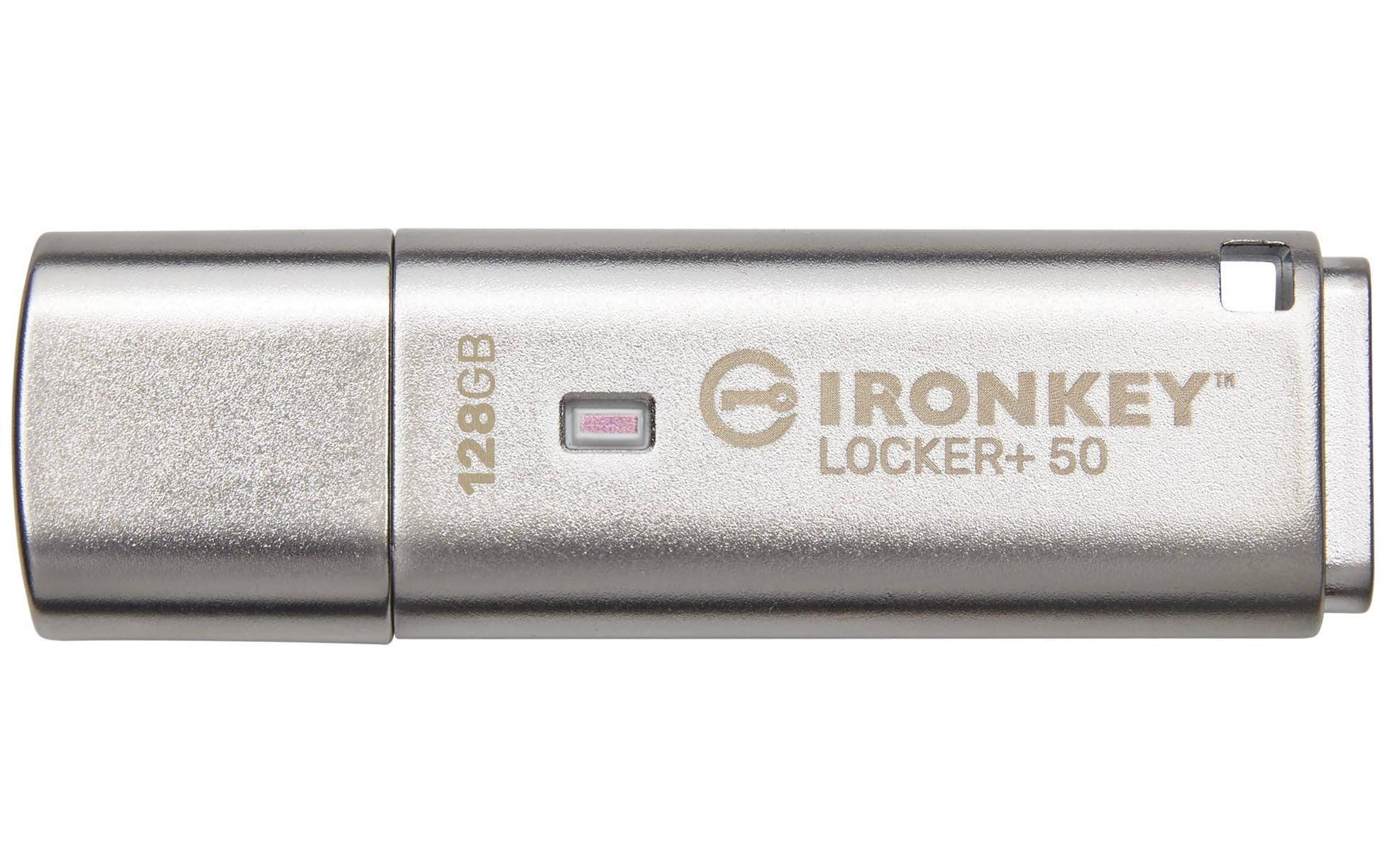 Kingston Technology Kingston IronKey Locker+50 USB-Stick – 256 GB, USB 3.2, 256-Bit AES-Verschlüsselung