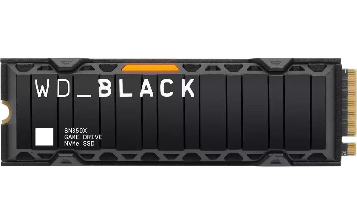 Western Digital Black SN850X 1 TB – M.2 2280, PCIe 4.0 NVMe, 7300/6300 MB/s, Kühlkörper