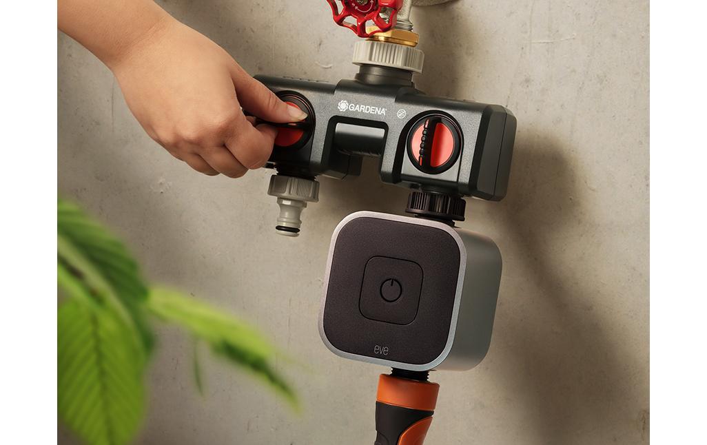 Eve Aqua – Zubehör – mit Magnetventil, batteriebetrieben – für Apple HomeKit – Schwarz