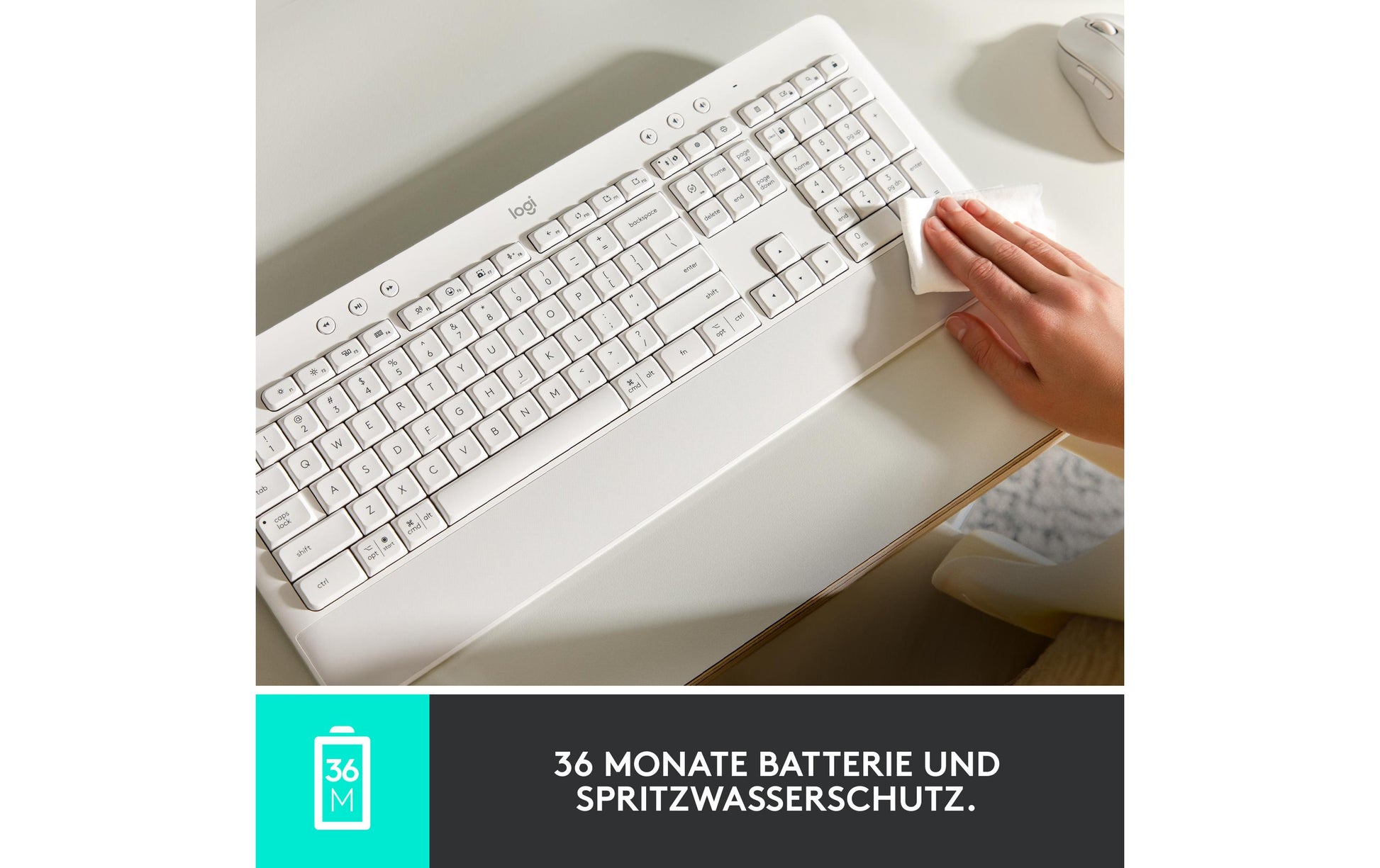 Logitech K650 – Tastatur, kabellos (Bluetooth/2,4 GHz), mit Handballenauflage – für Windows, macOS & Android