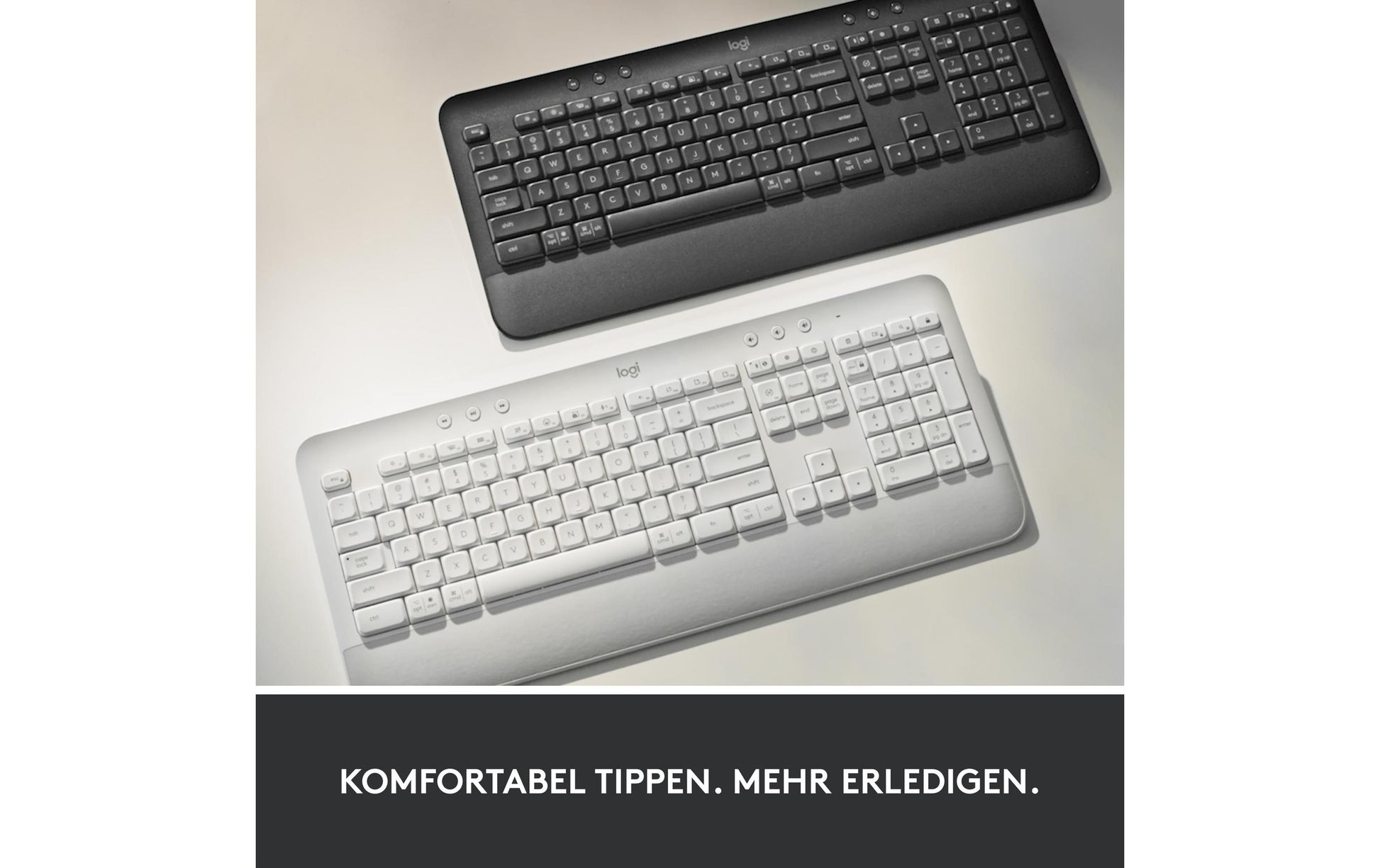 Logitech K650 – Tastatur, kabellos (Bluetooth/2,4 GHz), mit Handballenauflage – für Windows, macOS & Android