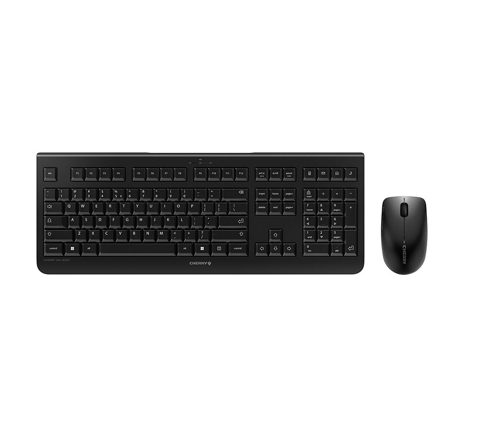 CHERRY Tastatur, kabellos (2,4 GHz), US-Layout (EN), Fullsize (mit Ziffernblock), schwarz – für Windows