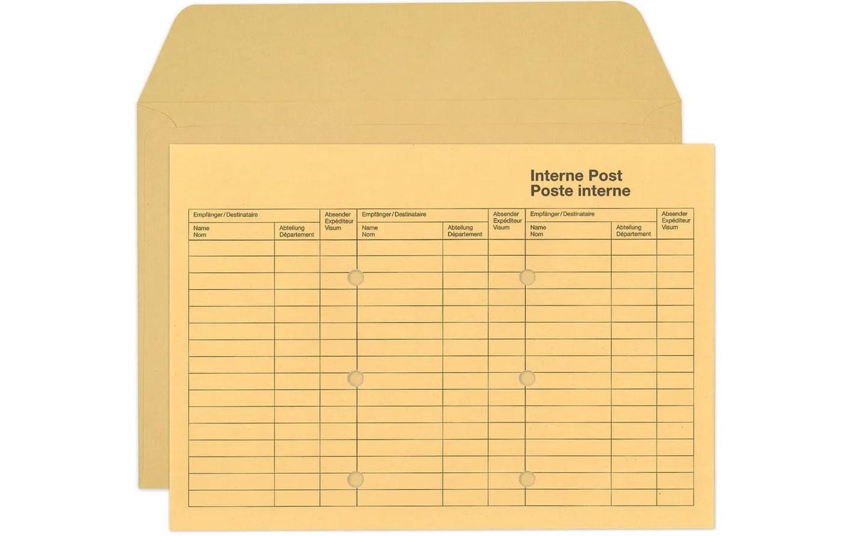 Buroline Interne-Post-Couvert C4, ohne Fenster, braun, 120 g/m² – Buroline – 250 Stk.