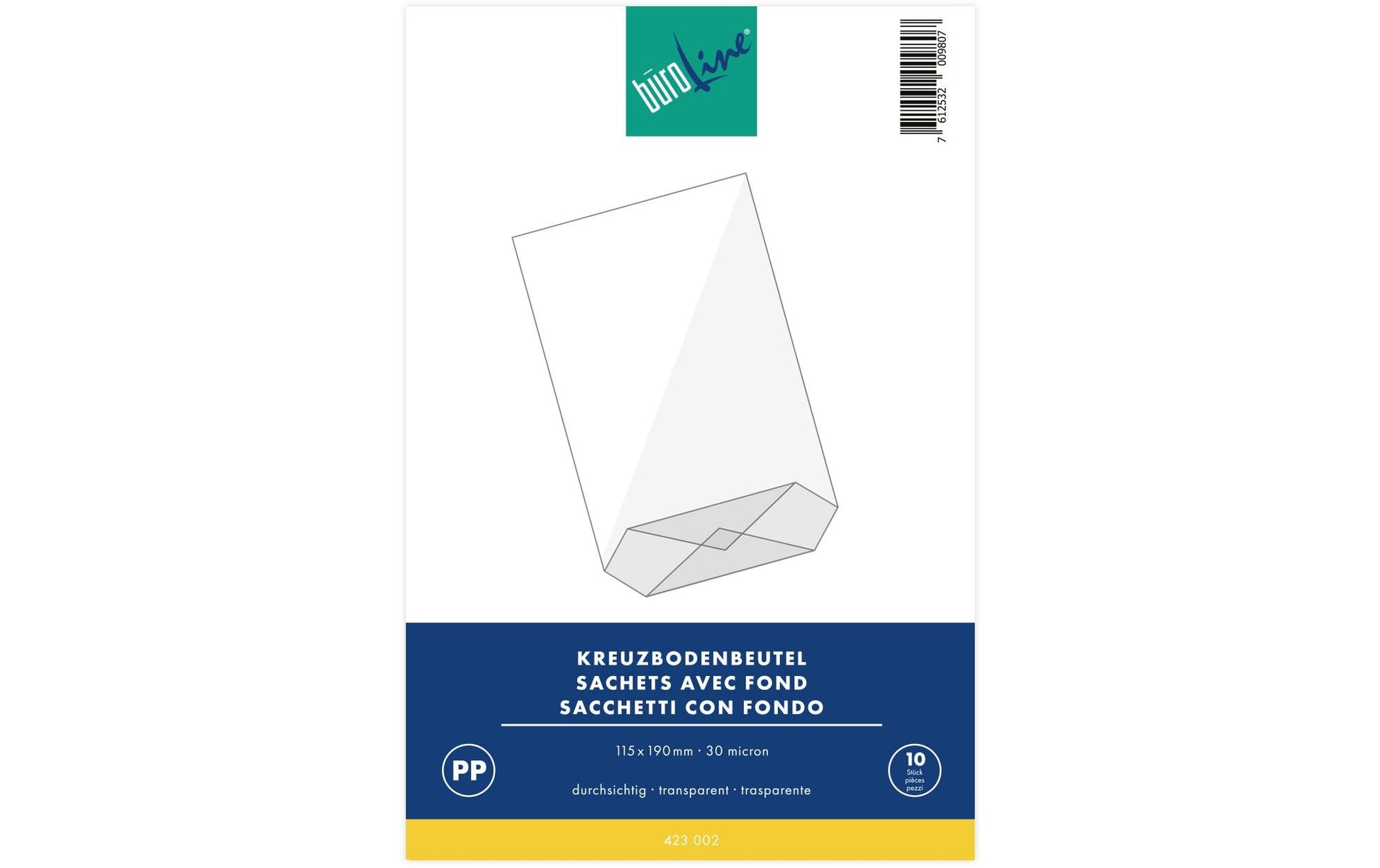 Buroline Cellophantüten mit Kreuzboden transparent – 115 × 190 mm – 10 Stk.