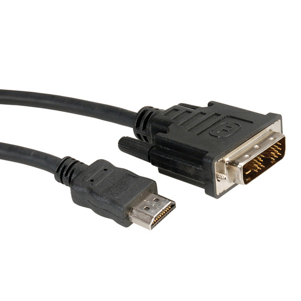 ROLINE DVI-D auf HDMI Kabel 1080p 60 Hz – 10 m – geflochten