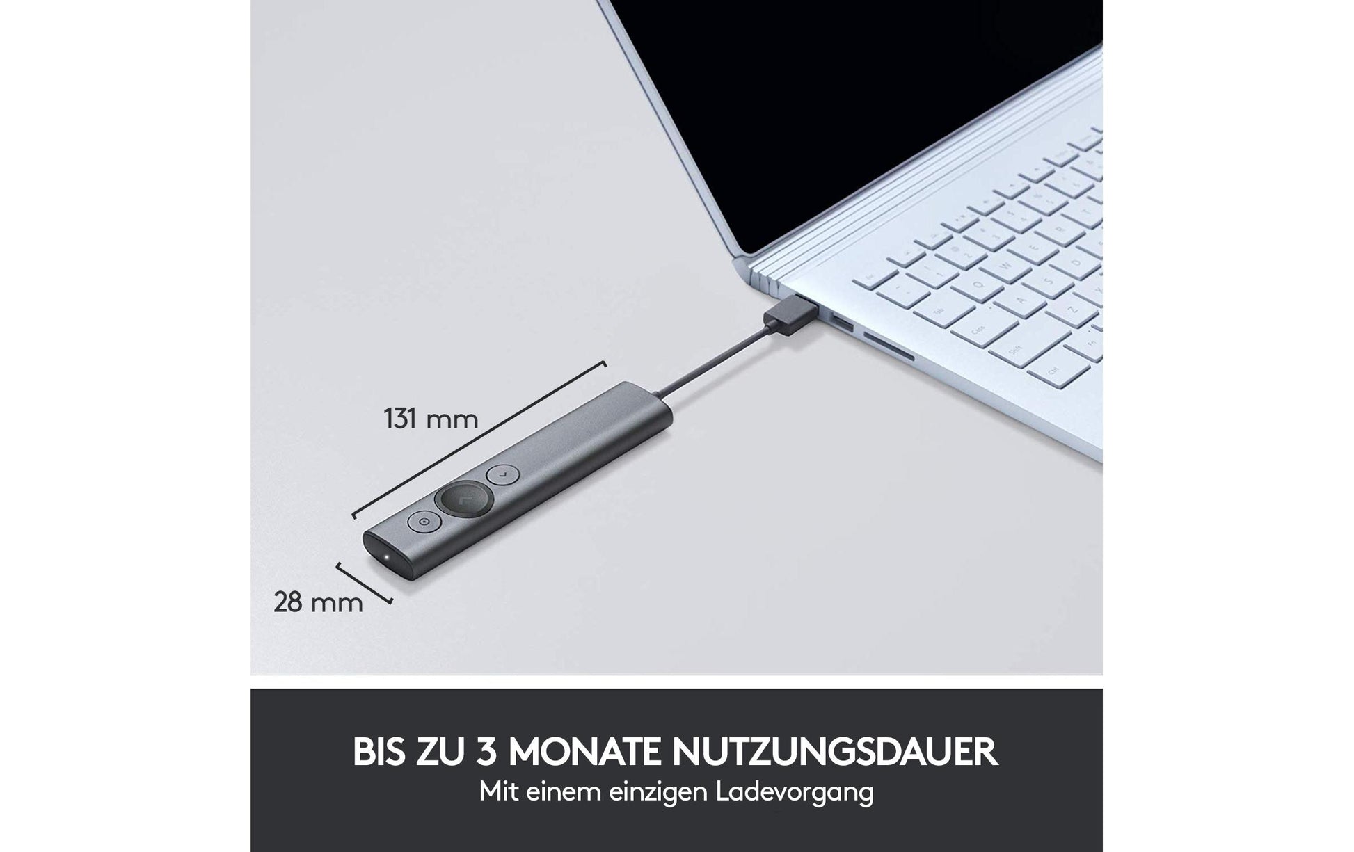 Logitech Spotlight – Presenter – Bluetooth/2,4 GHz, 30 m, Grau