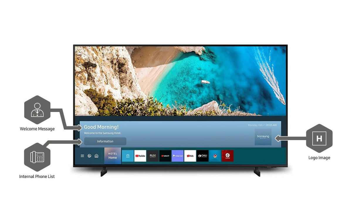 Samsung HG50AU800EEXEN – 50" Hotel-TV – 4K UHD – LCD – Tizen – HDR10/HDR10+/HLG