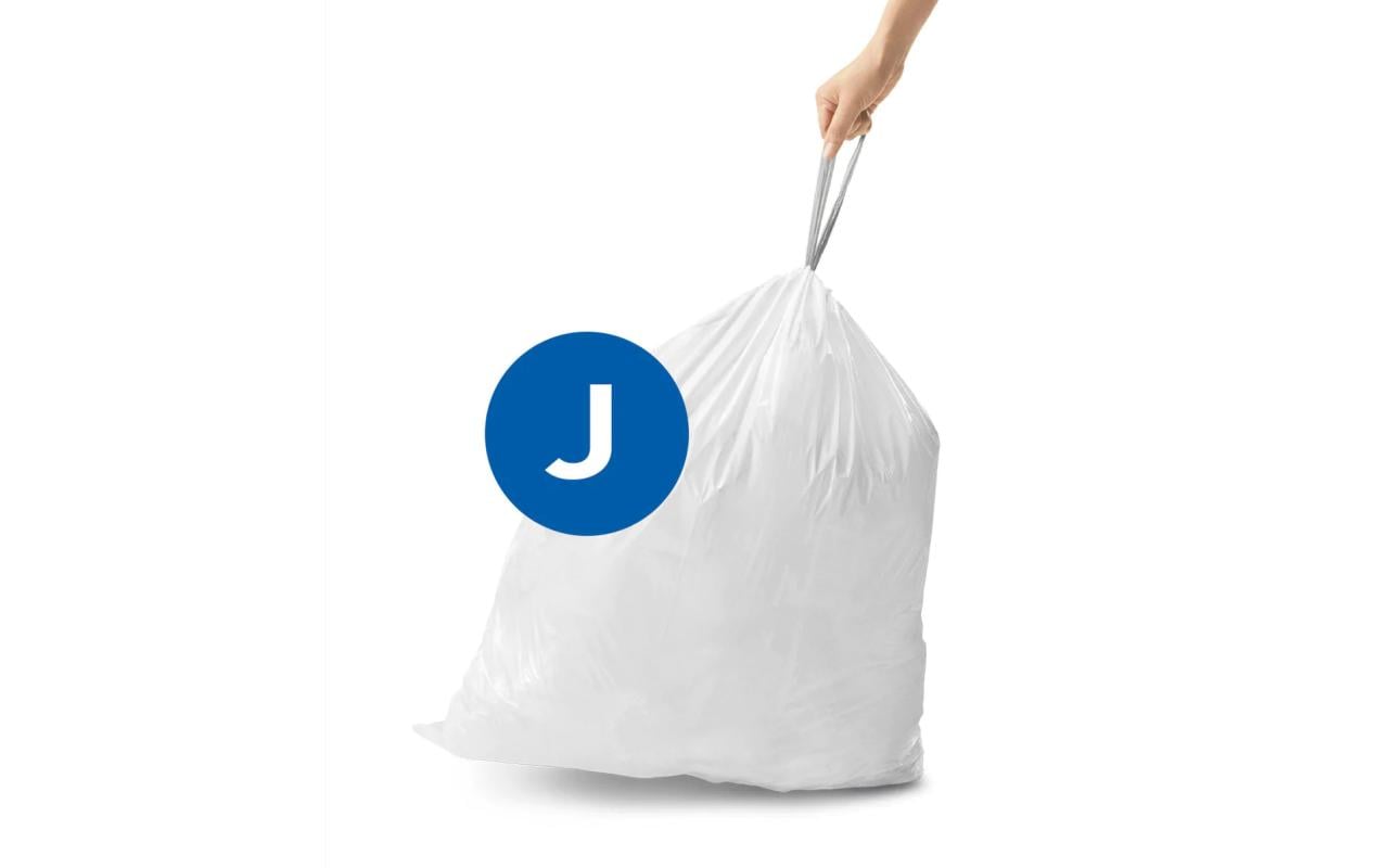 simplehuman Kehrichtsack CW0169 für Abfalleimer – 30 l, mit Zugband, PE, weiss, 20 Stk