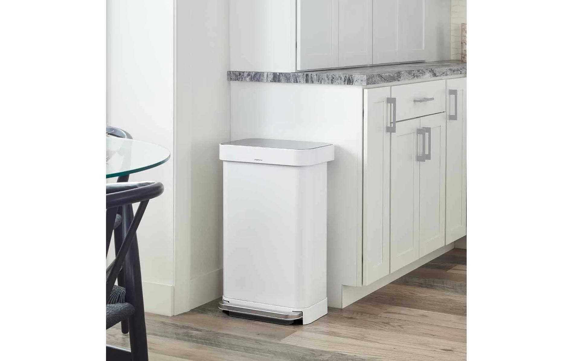 simplehuman Treteimer CW2027 – 45 l – Edelstahl, rechteckig – Weiss