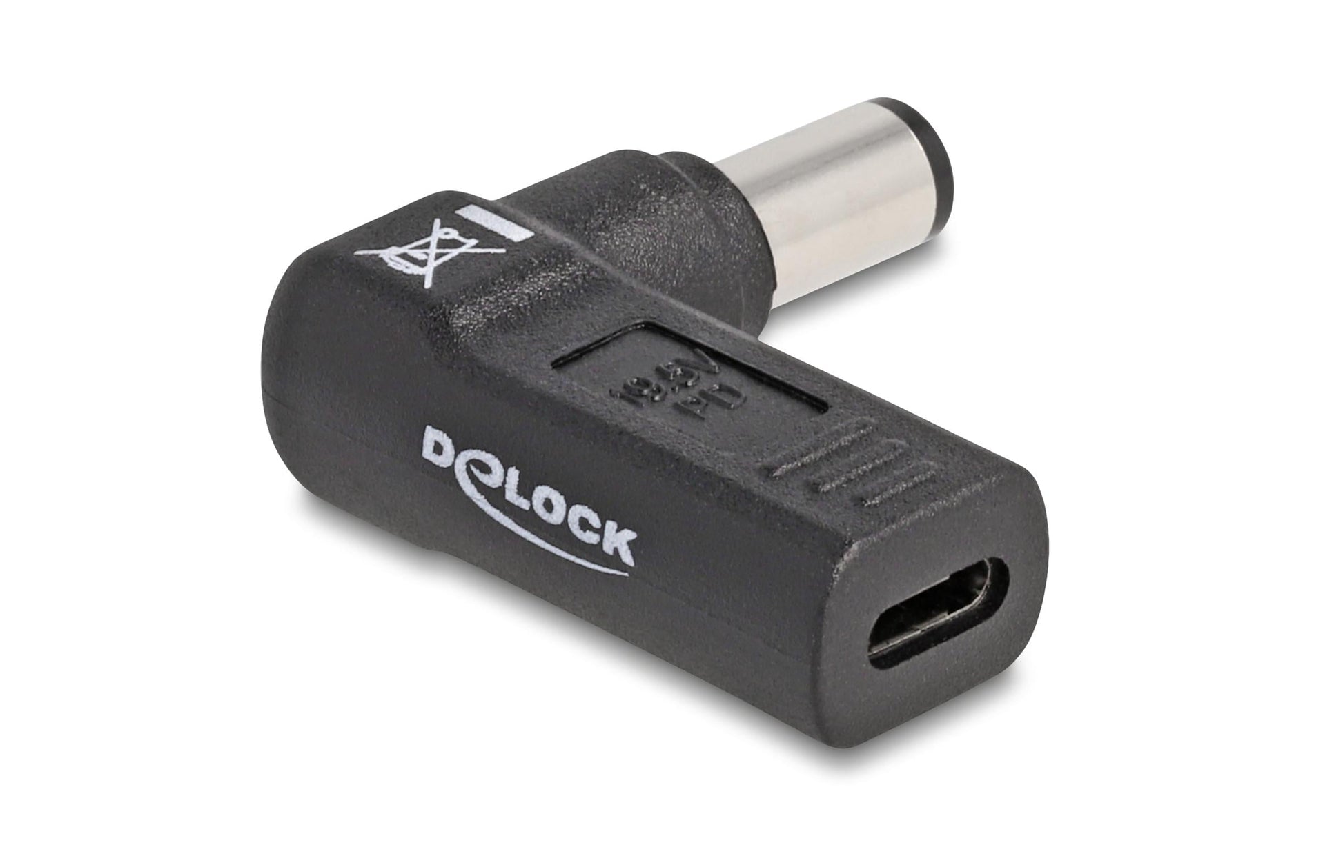 DeLOCK USB-C zu HP 7,4 × 5,0 mm Adapter – 19,5 V, 3 A, 90° gewinkelt, für HP Netzteile (7,4 × 5,0 mm)