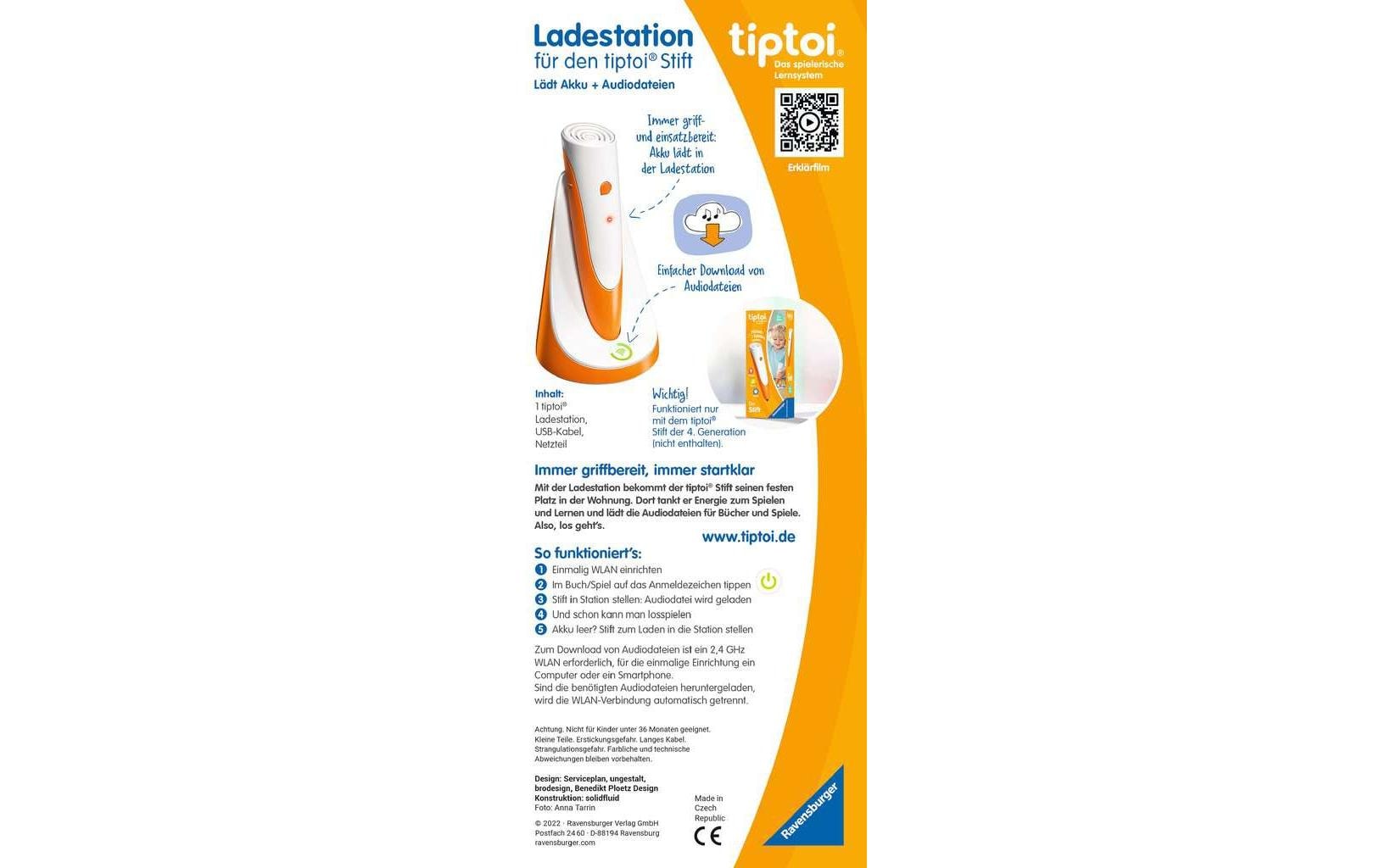 Ravensburger tiptoi Ladestation (4. Gen.) – magnetisch, WLAN – für tiptoi Stift (4. Gen.)