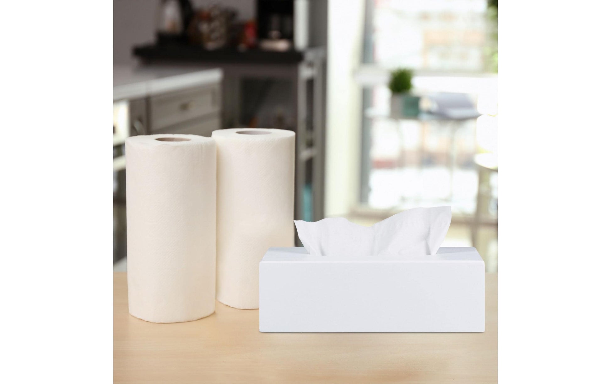 Relaxdays Falthandtuchspender – Bambus, Weiss, Tisch