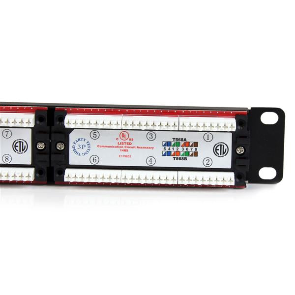 StarTech.com Patchpanel Cat6 – 24× RJ‑45, 1U, Schwarz