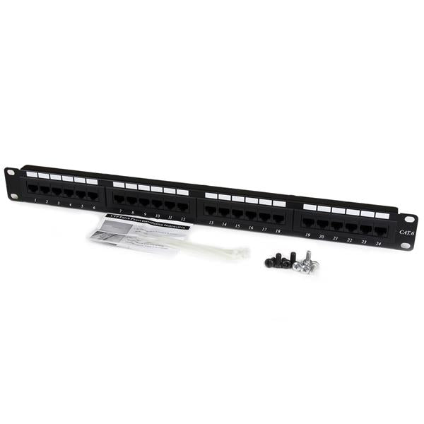 StarTech.com Patchpanel Cat6 – 24× RJ‑45, 1U, Schwarz