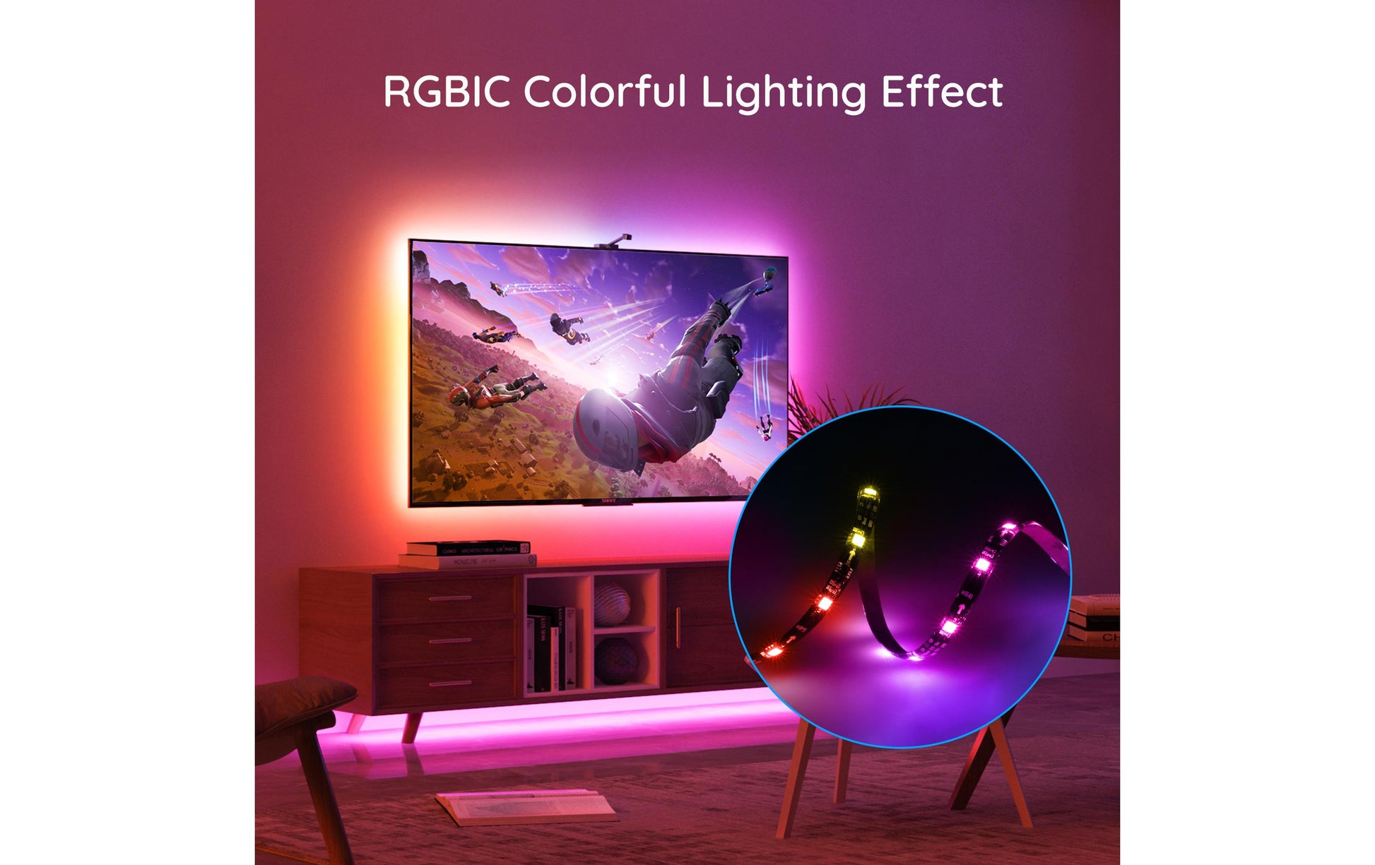 Govee DreamView T1 TV-Backlight-Set – RGBIC, Wi‑Fi + Bluetooth – für 75–85" TVs – Schwarz