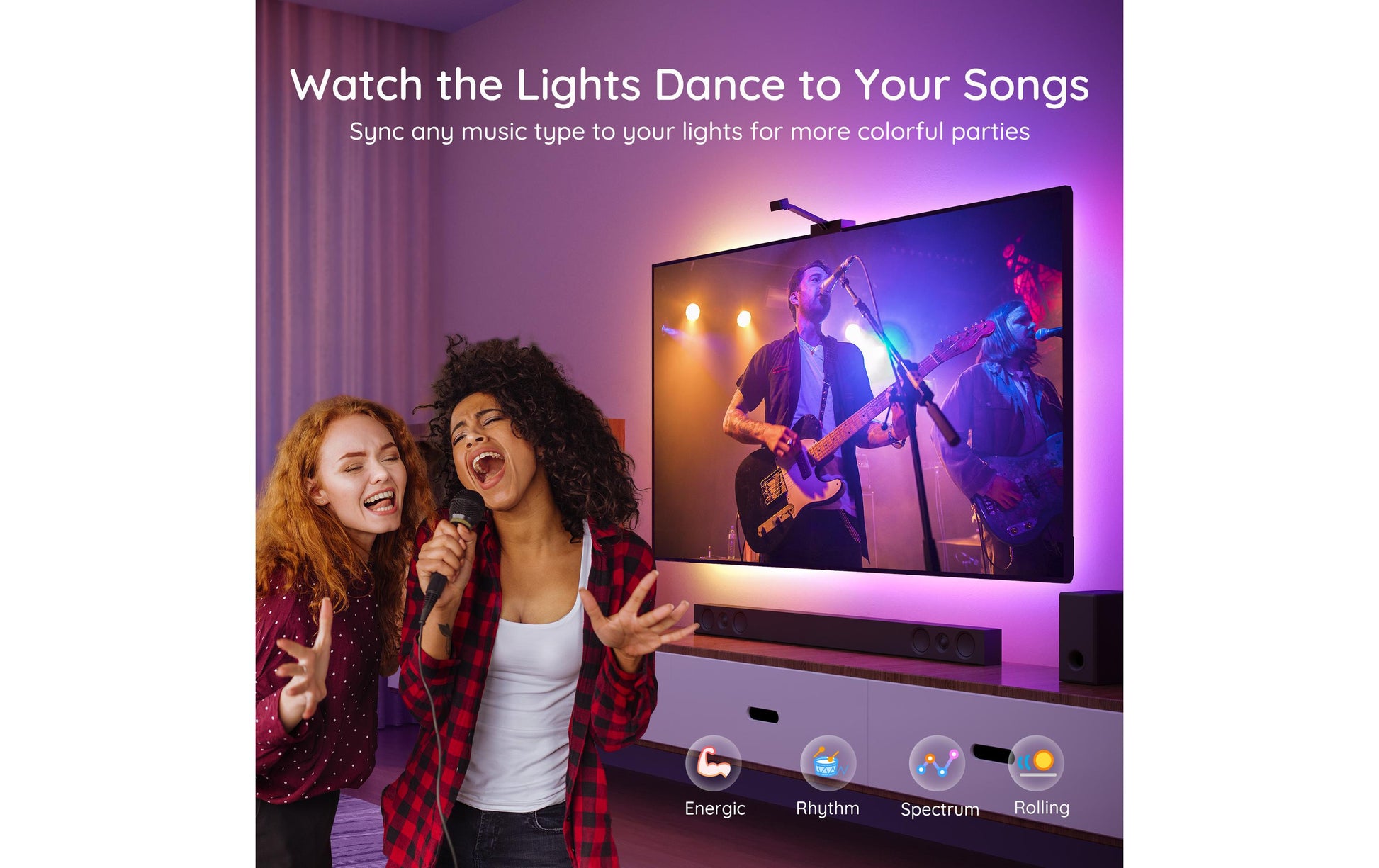 Govee DreamView T1 TV-Backlight-Set – RGBIC, Wi‑Fi + Bluetooth – für 75–85" TVs – Schwarz