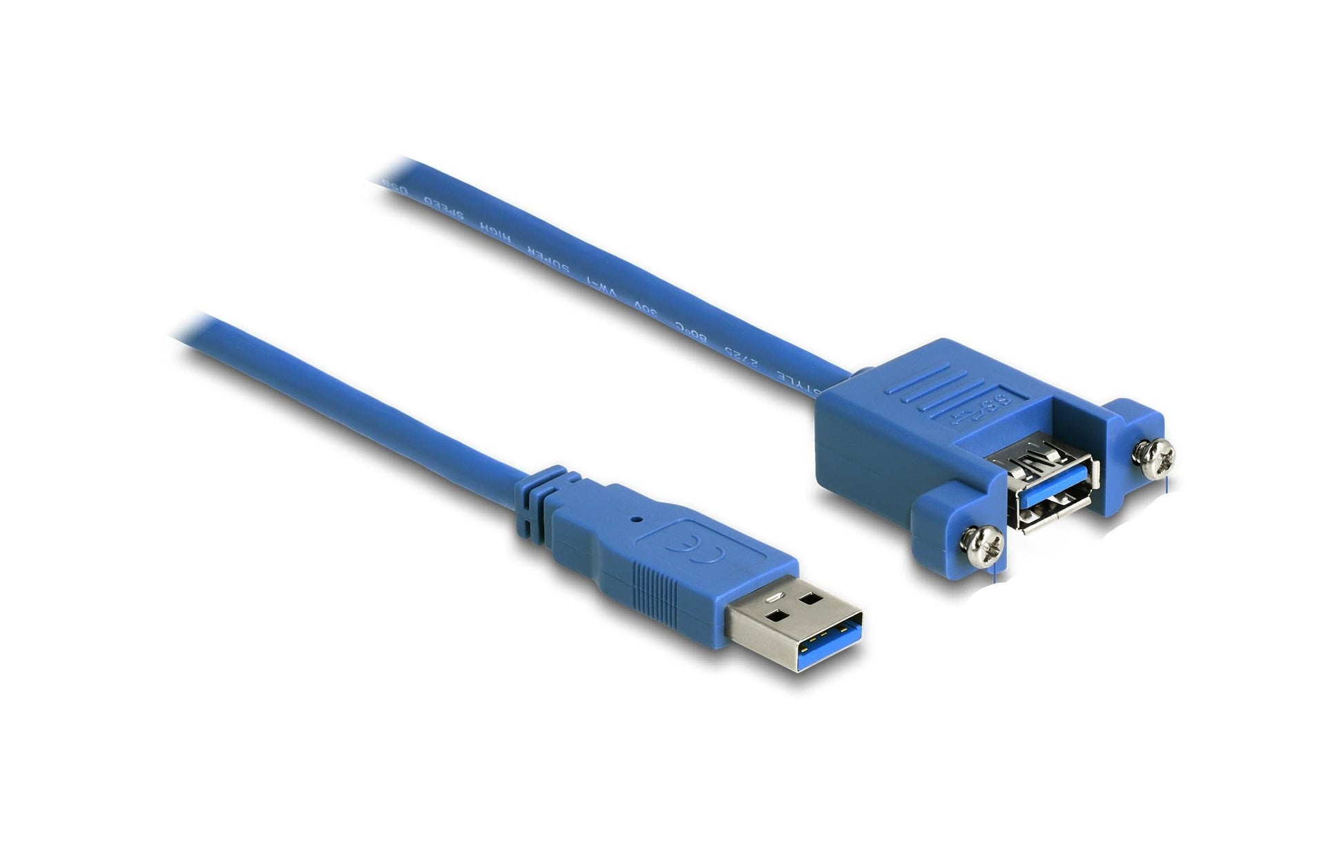 DeLOCK USB-A Verlängerungskabel (Stecker auf Buchse) – USB 3.2 Gen 1 (5 Gbit/s) – 1 m – Verschraubbar – Blau