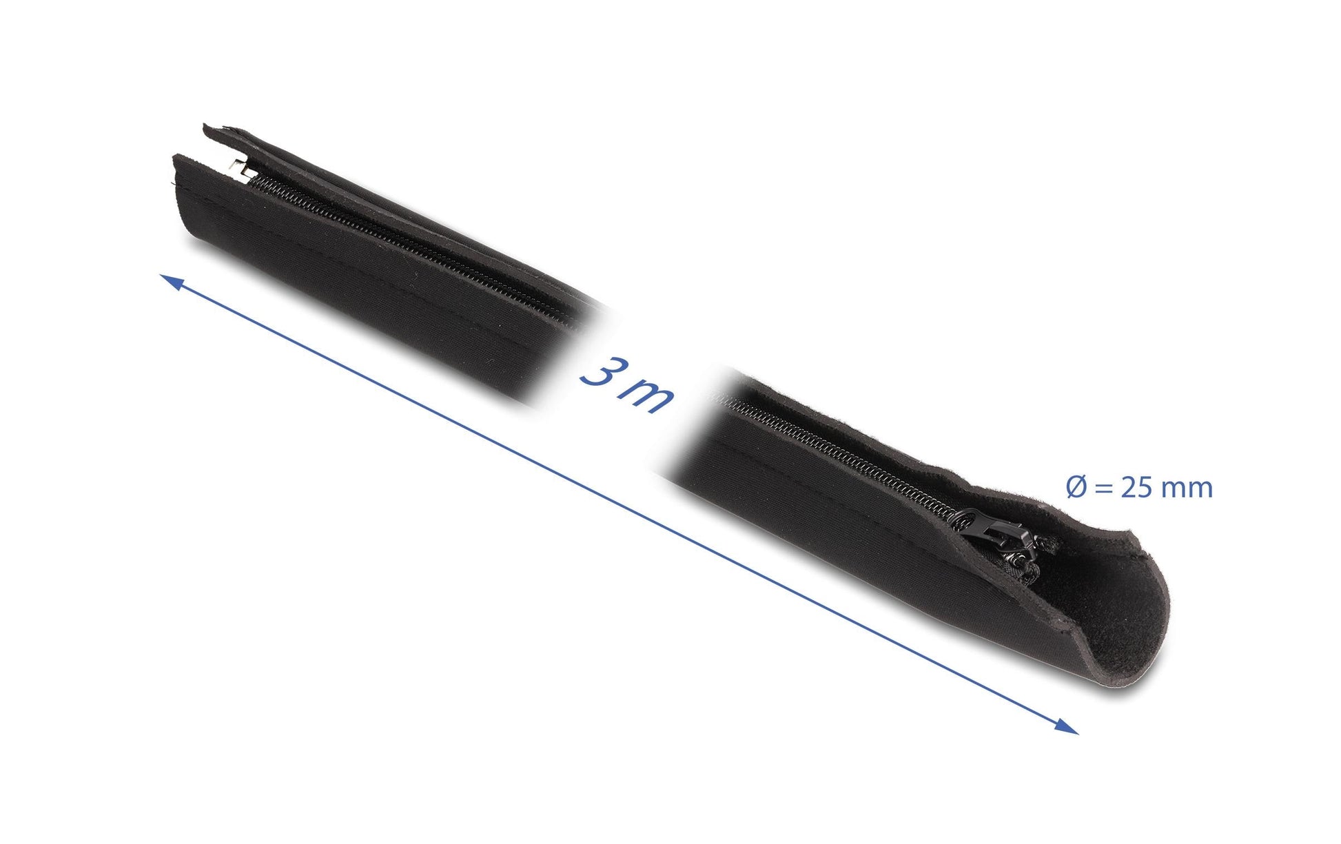 DeLOCK Kabelschlauch, Ø 25 mm × 3 m, Neopren, Reissverschluss, elastisch – schwarz