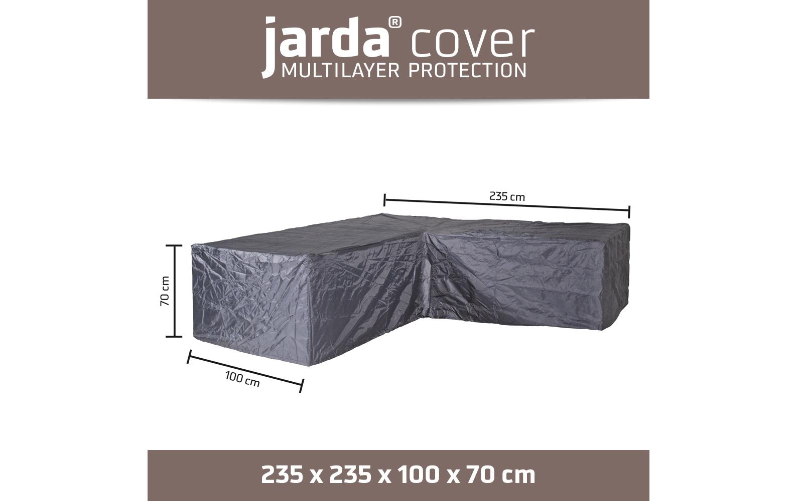 Jarda Schutzhülle L-Form 235 × 100 × 70 cm, Anthrazit, Ripstop-Polyester, Wetterfest, für Ecksofas