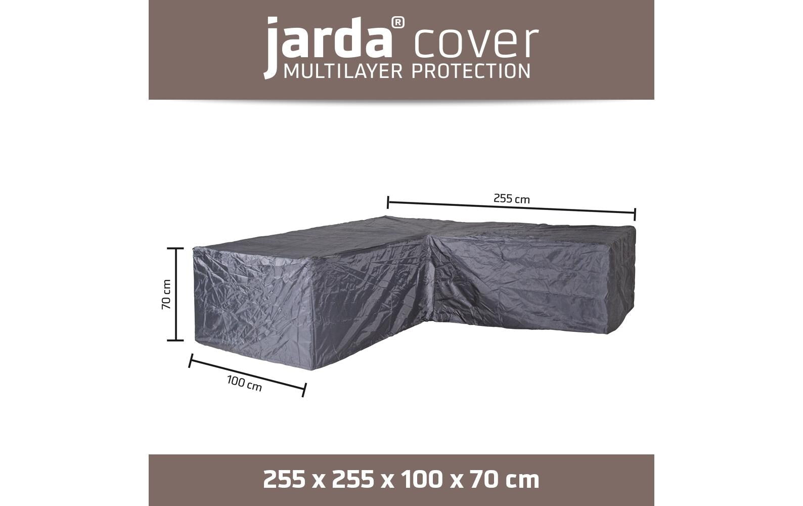 Jarda Schutzhülle L-Form – Polyester – Anthrazit – Wasserfest – für Lounge bis 255 × 100 × 70 cm