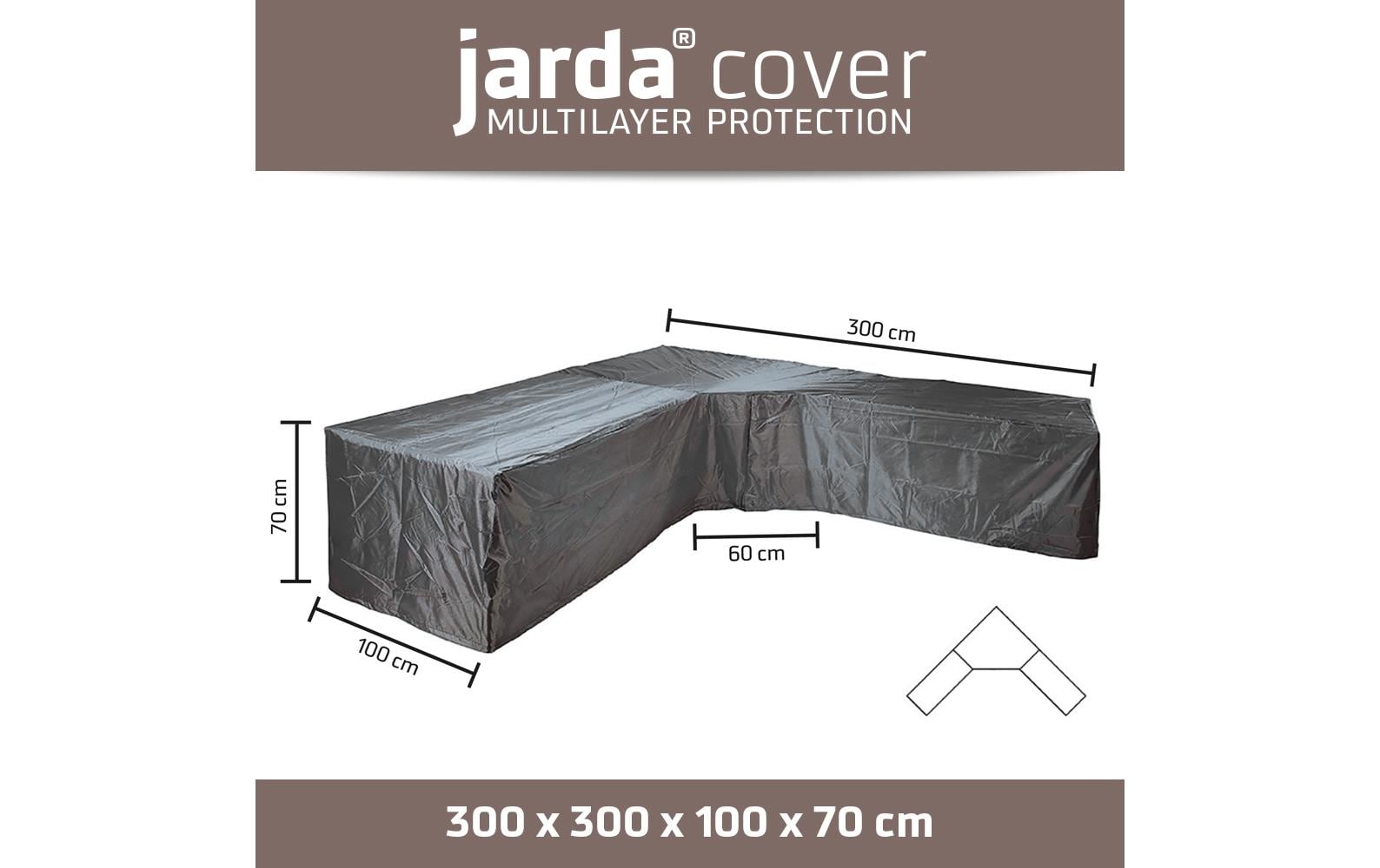 Jarda Schutzhülle L-Form 300 × 300 × 70 cm, Ripstop-Polyester, Anthrazit, Wasserfest, für Lounge
