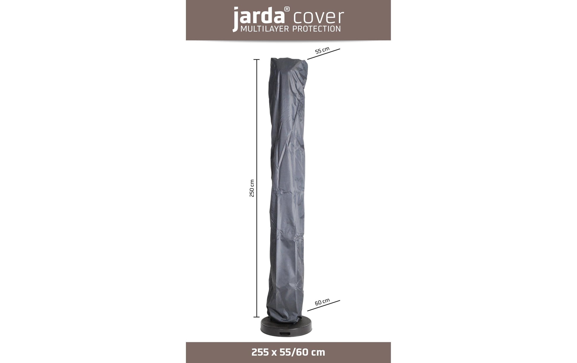 Jarda Schutzhülle – rund Ø 60 cm × 250 cm, Ripstop-Polyester, anthrazit, wasserfest, für Sonnenschirm