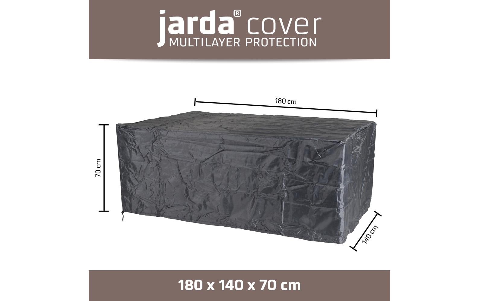 Jarda Schutzhülle rechteckig 180 × 140 × 70 cm, Anthrazit, Ripstop-Polyester, wetterfest, für Gartenmöbel