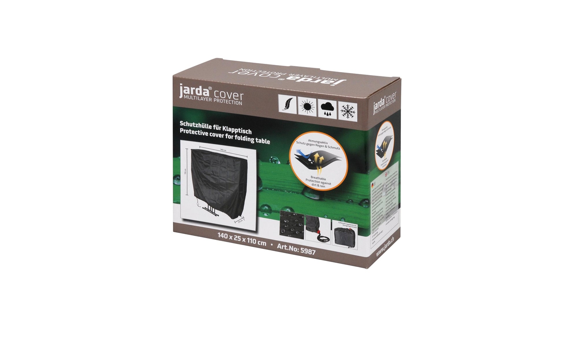 Jarda Terrassentischabdeckung 140 × 25 × 110 cm, Anthrazit, Polyester, für Klapptisch
