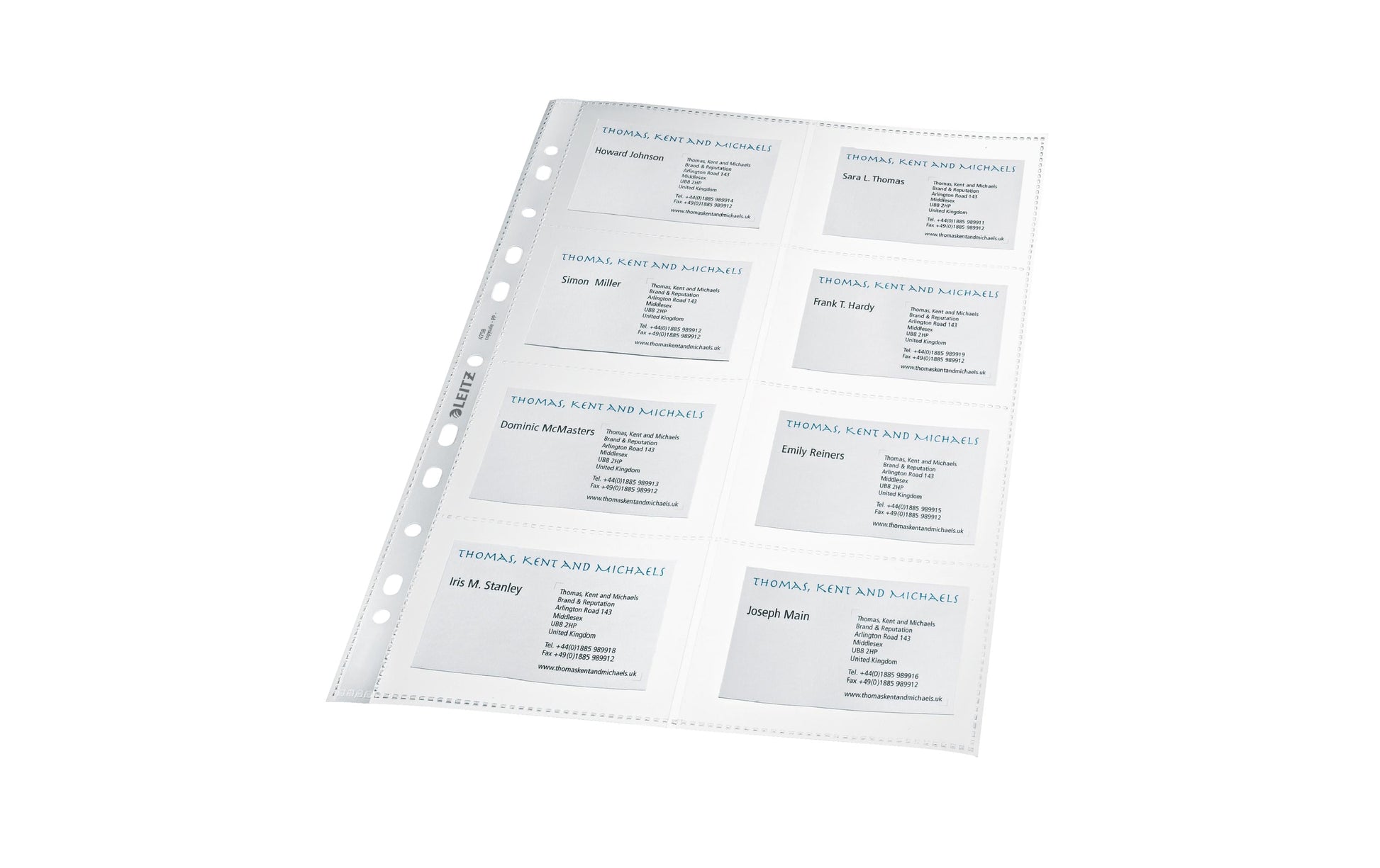 Leitz Visitenkartenhüllen 100 × 70 mm, 8 Fächer, transparent – 10 Stück
