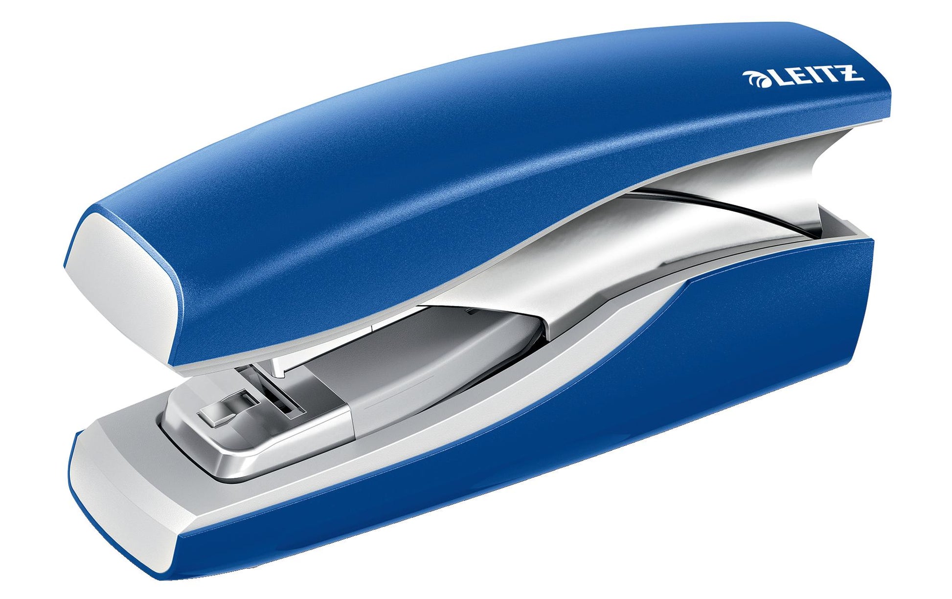 Leitz NeXXt Softpress – Hefter, 30 Blatt, Flat-Clinch, Oberlademechanik, geschlossene Heftung, blau